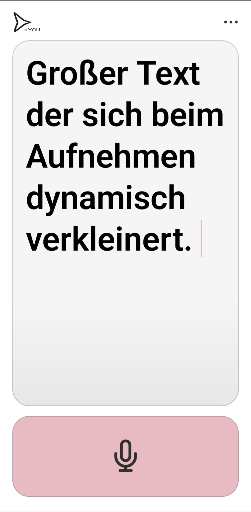 KYOU Karte mit automatisch verkleinertem Text
