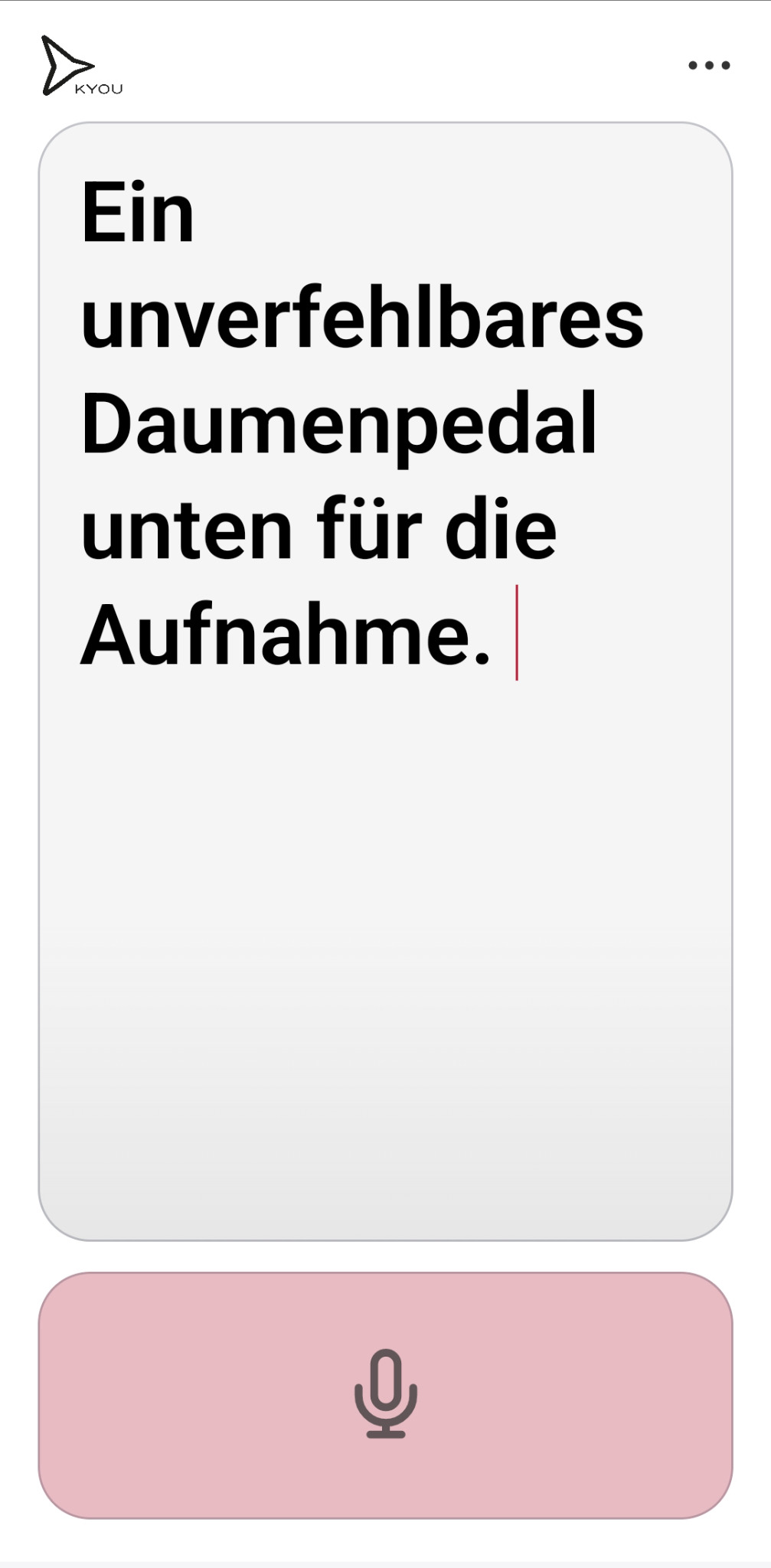 KYOU Karte mit großem diktiertem Text